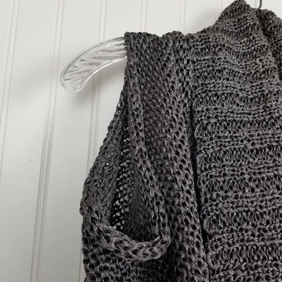 Club Monaco Gray Metallic Open Front Cardigan Sleeveless Vest Open Knit Size XS - Picture 6 of 11